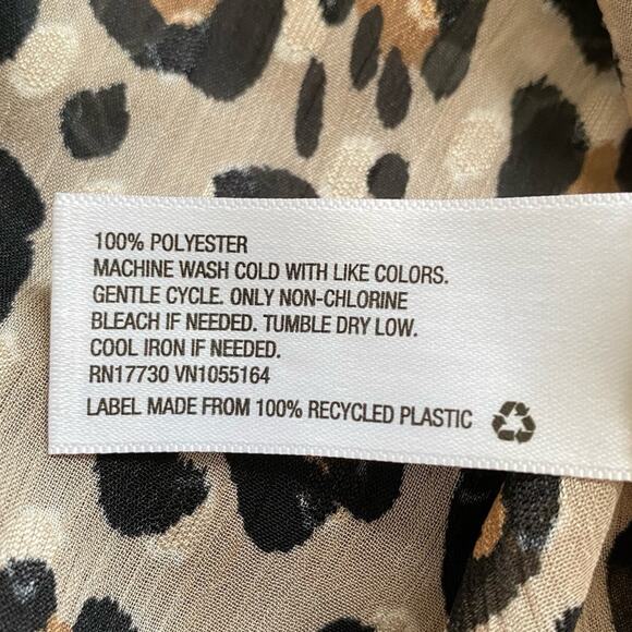 A NEW DAY Animal Print Semi-Sheer Puff Sleeve Blouse Size XS Textured - Picture 7 of 7